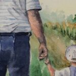 grandfather and grandson walking